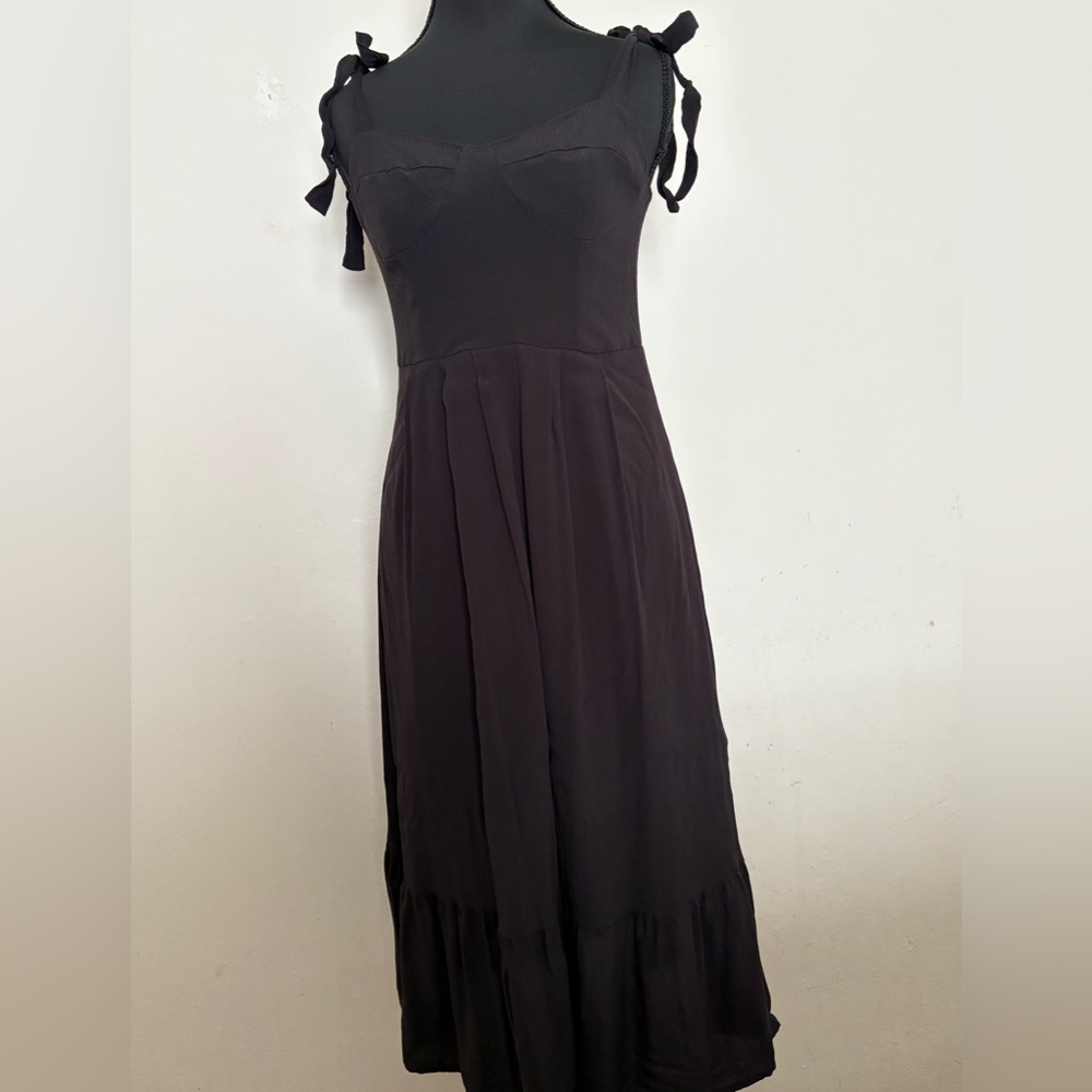 Steve Madden Black Midi Dress with Bow Straps